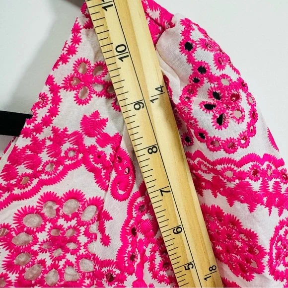 Brooklyns Dress Womens Med Pink Embroidered Floral Fit Flare Lined Boho Cotton - Picture 9 of 9